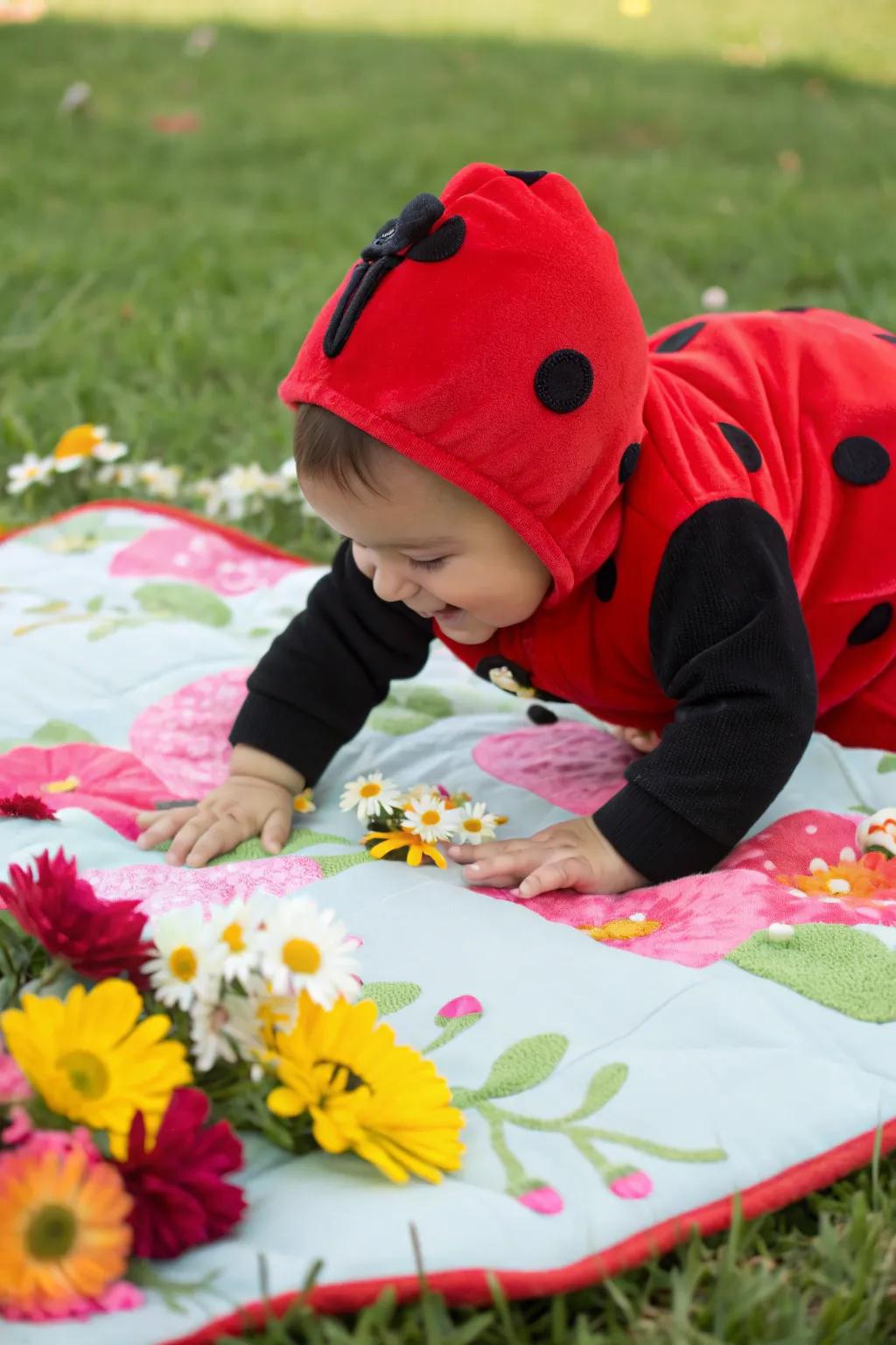 Spot-on ladybug costume for Halloween.