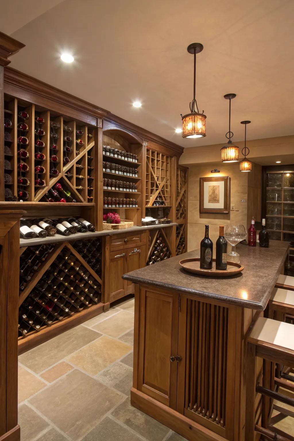 A sophisticated wine cellar suited for connoisseurs.
