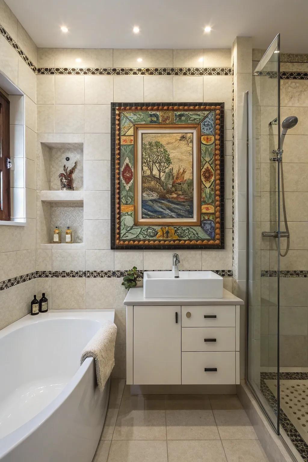 Tile picture frames highlight special designs beautifully.