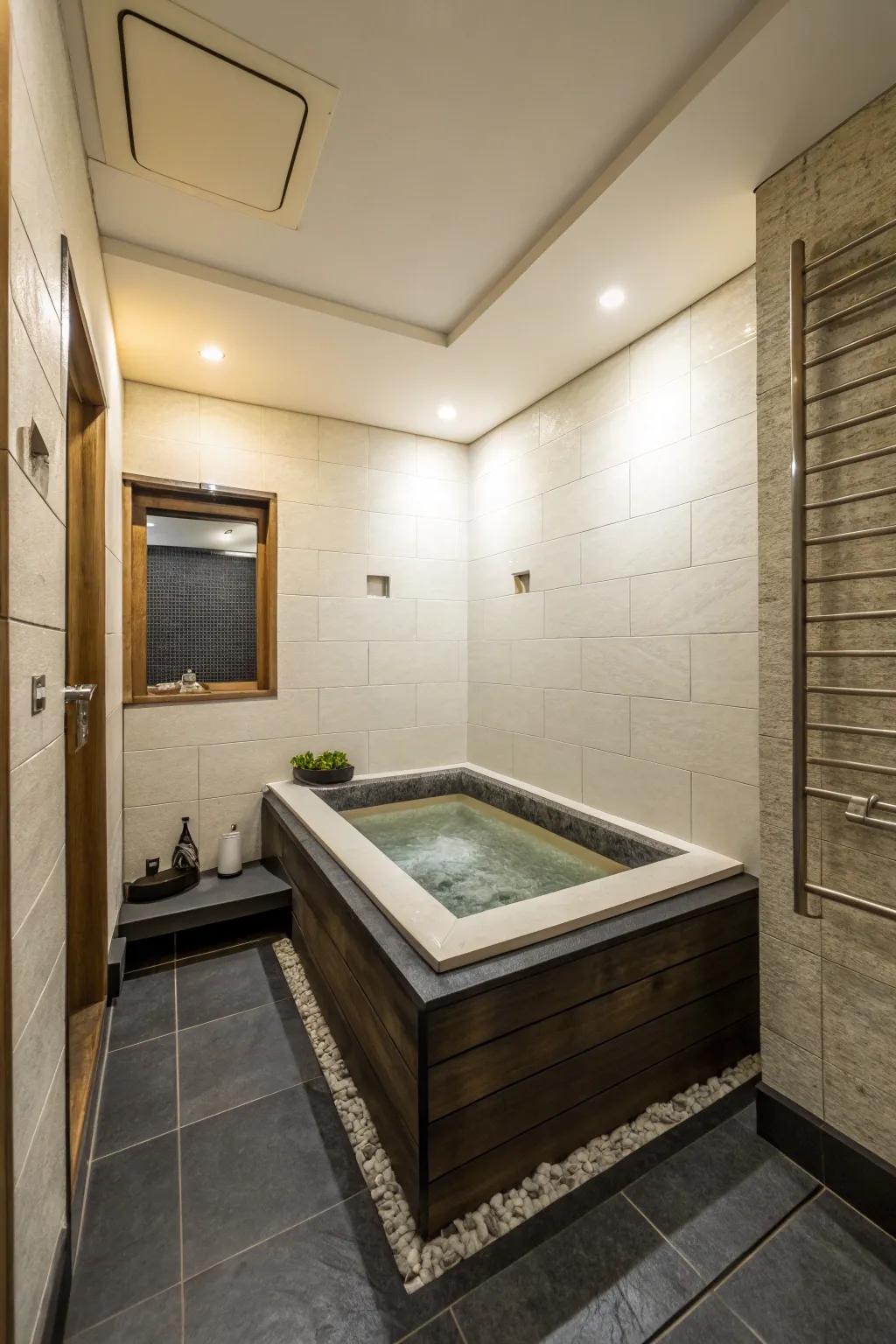 Experience luxury in a compact form with a Japanese soaking tub.