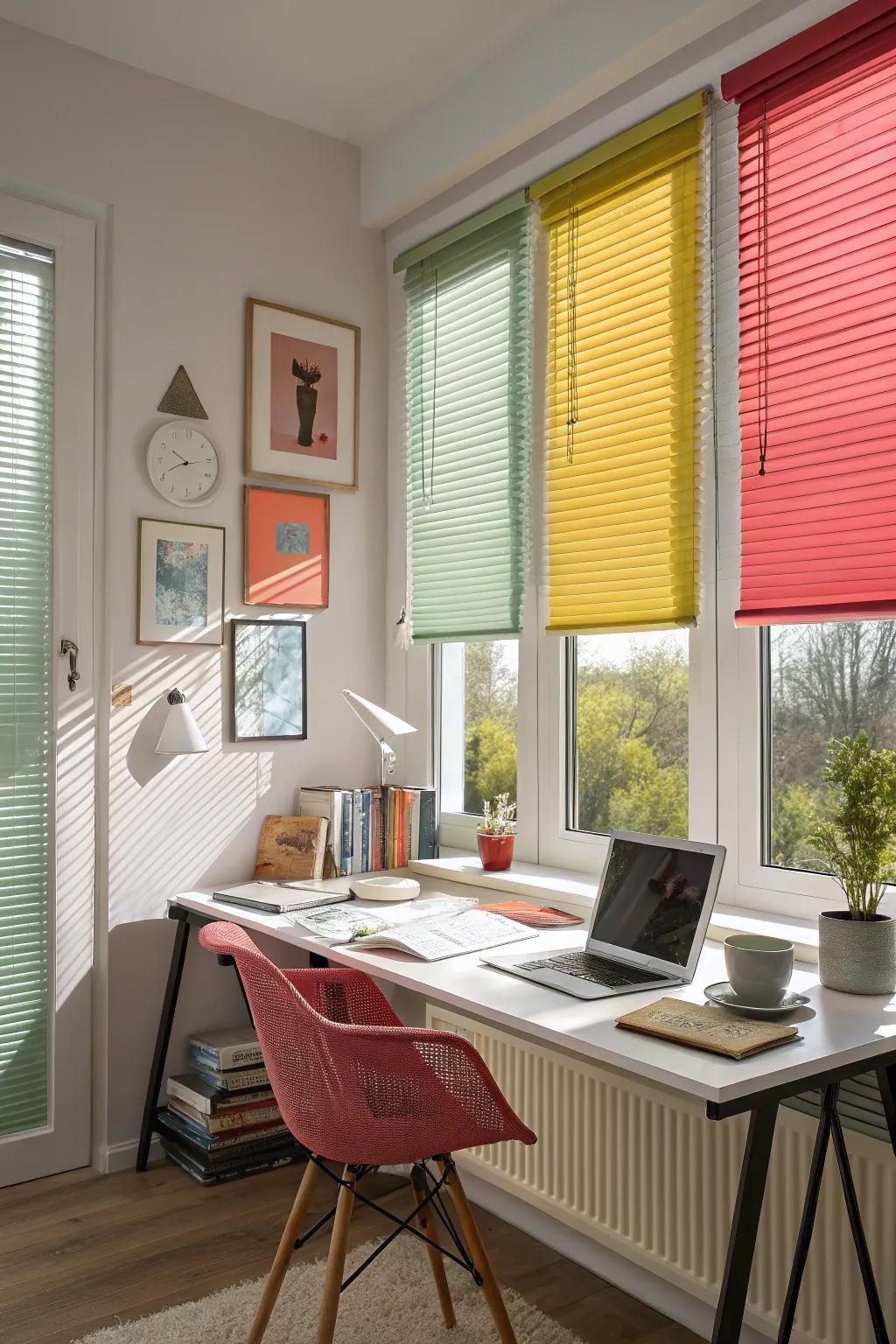 Colorful blinds that add personality to any space.