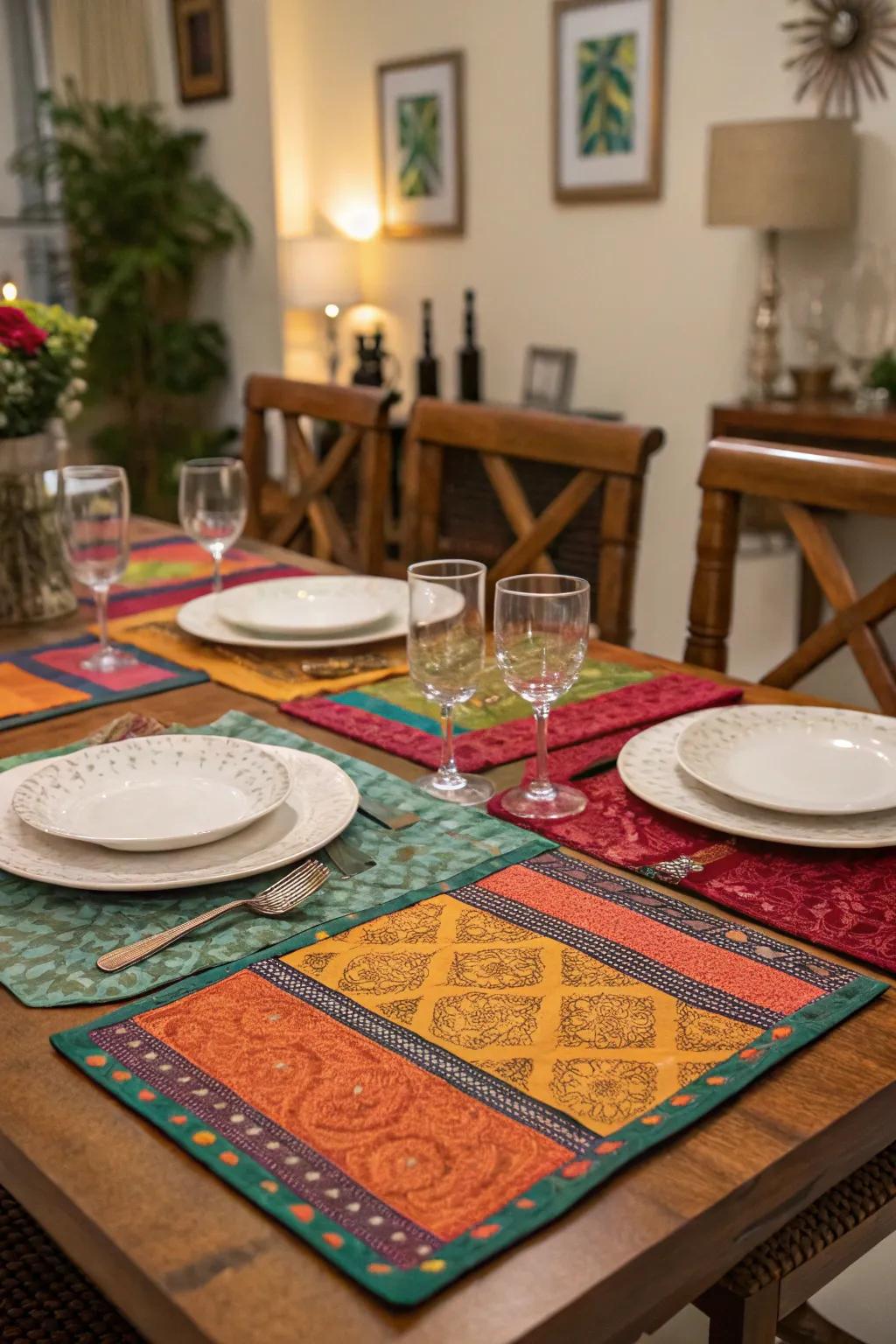 Add elegance with sari table mats.