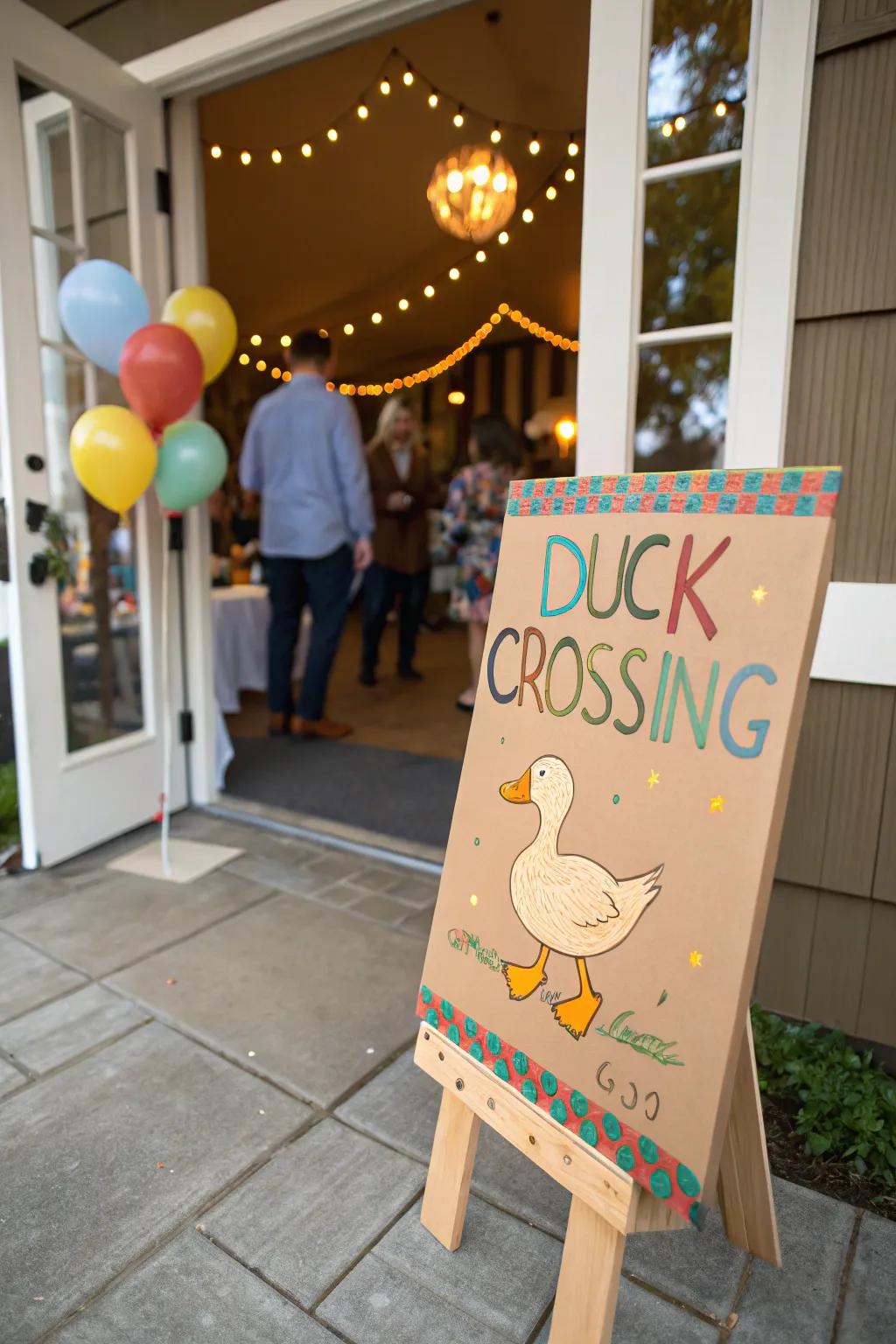 A playful DIY duck crossing sign.