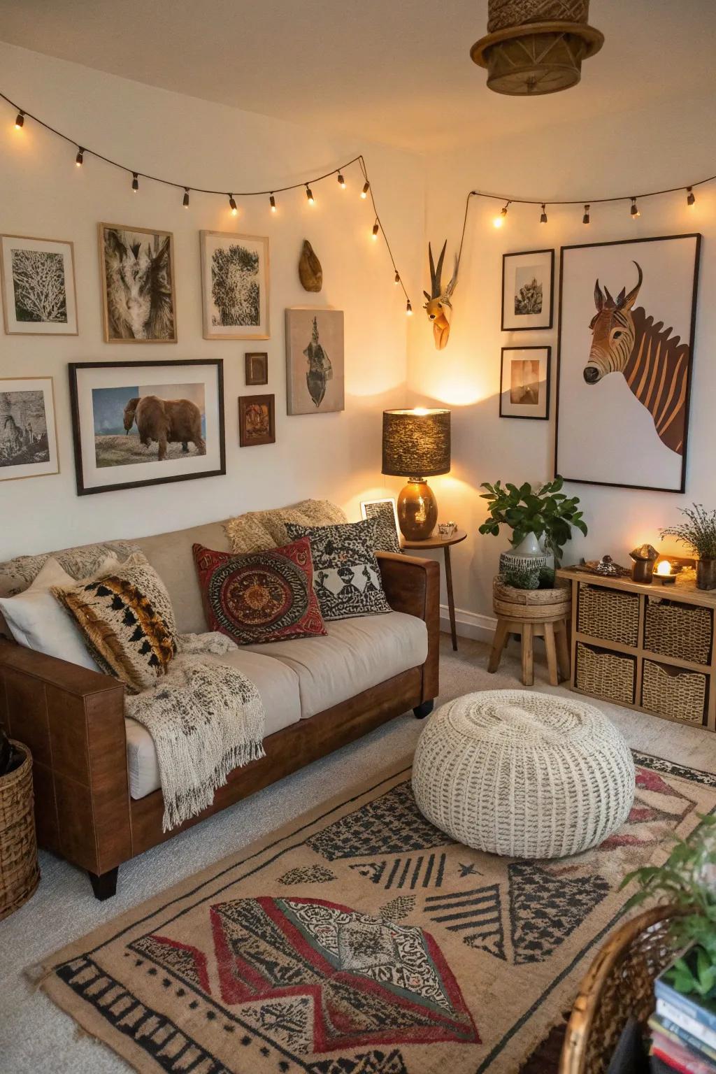 Animal motifs bring a whimsical touch to boho decor.