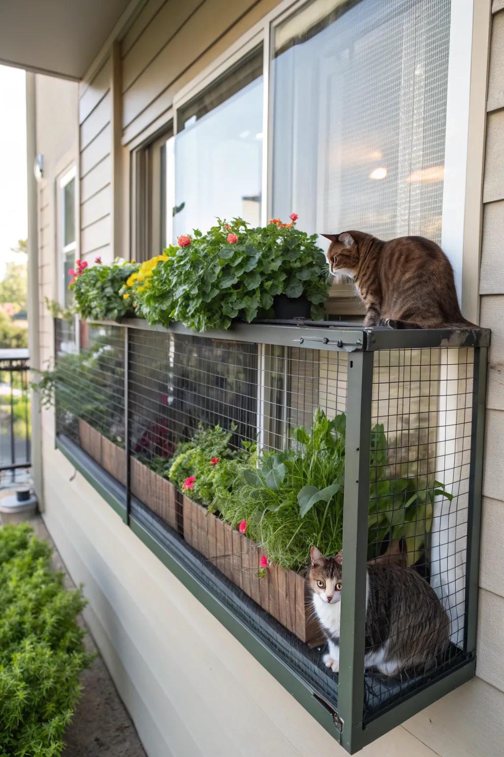 Bay window additions grant cats freedom to explore safely.