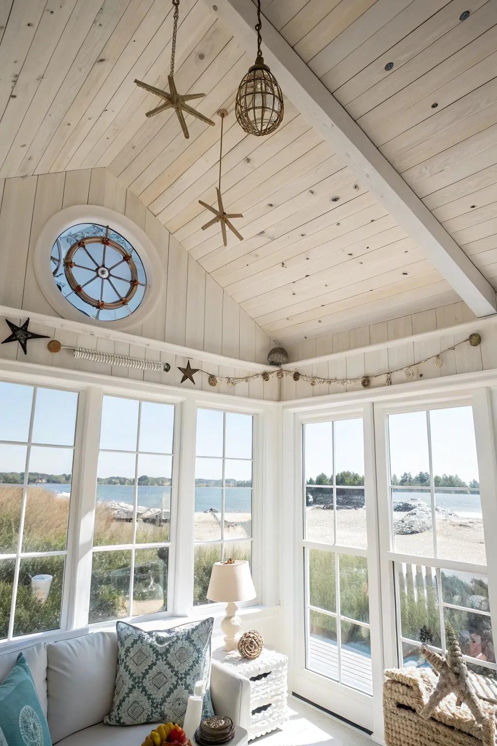 A radiant room showcasing a fair amber canopy, impeccable for a coastal vibe.