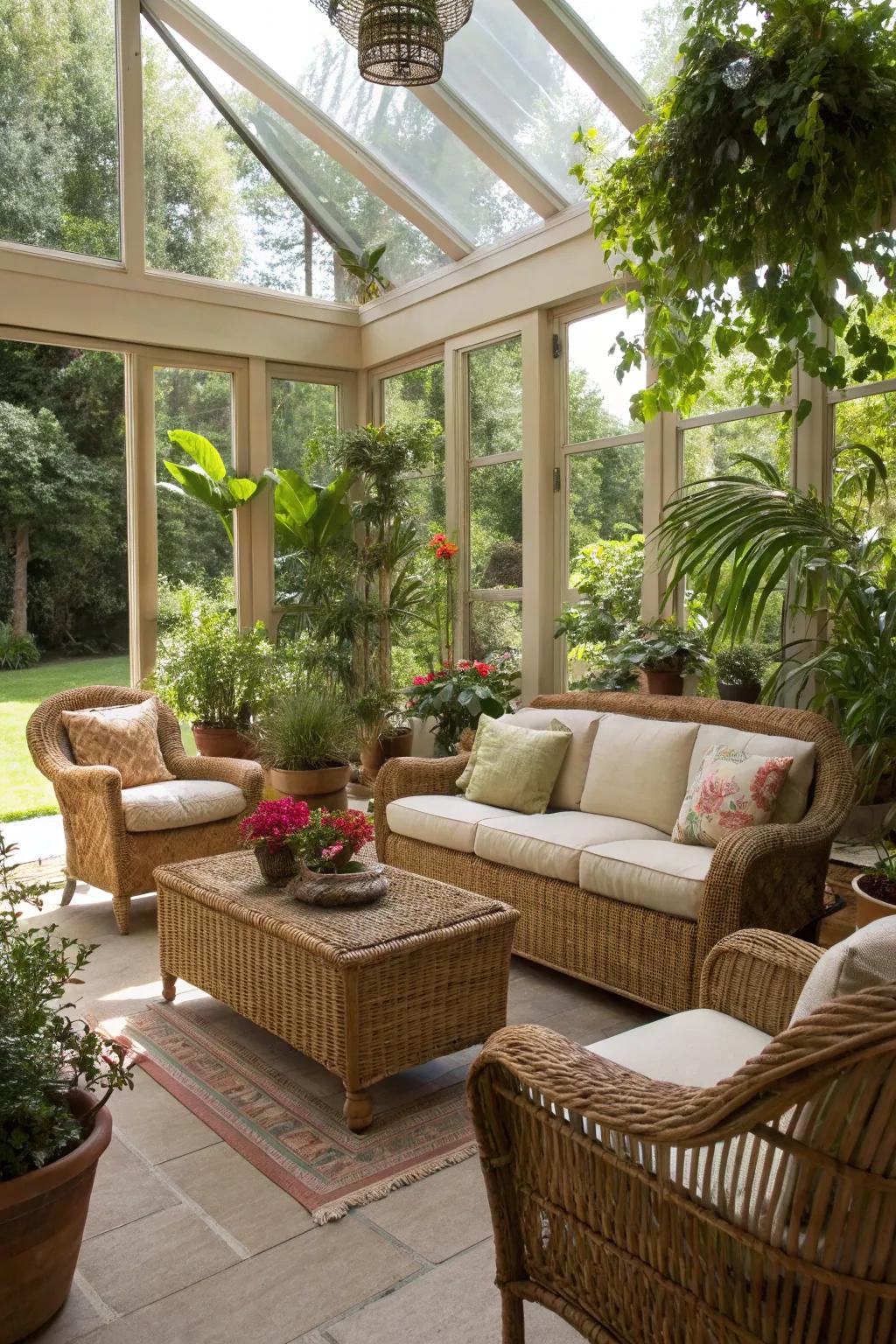 Outdoor furniture brings a fresh and natural vibe indoors.