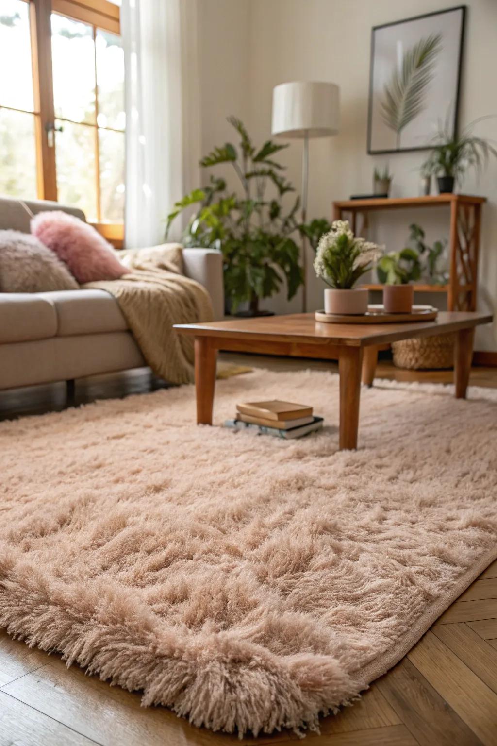 A plush rug bringing comfort and style to the room.