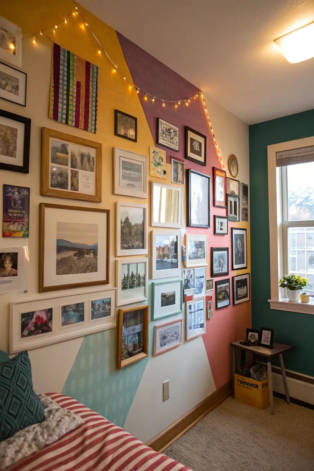 A gallery wall brings personality and warmth to your dorm.