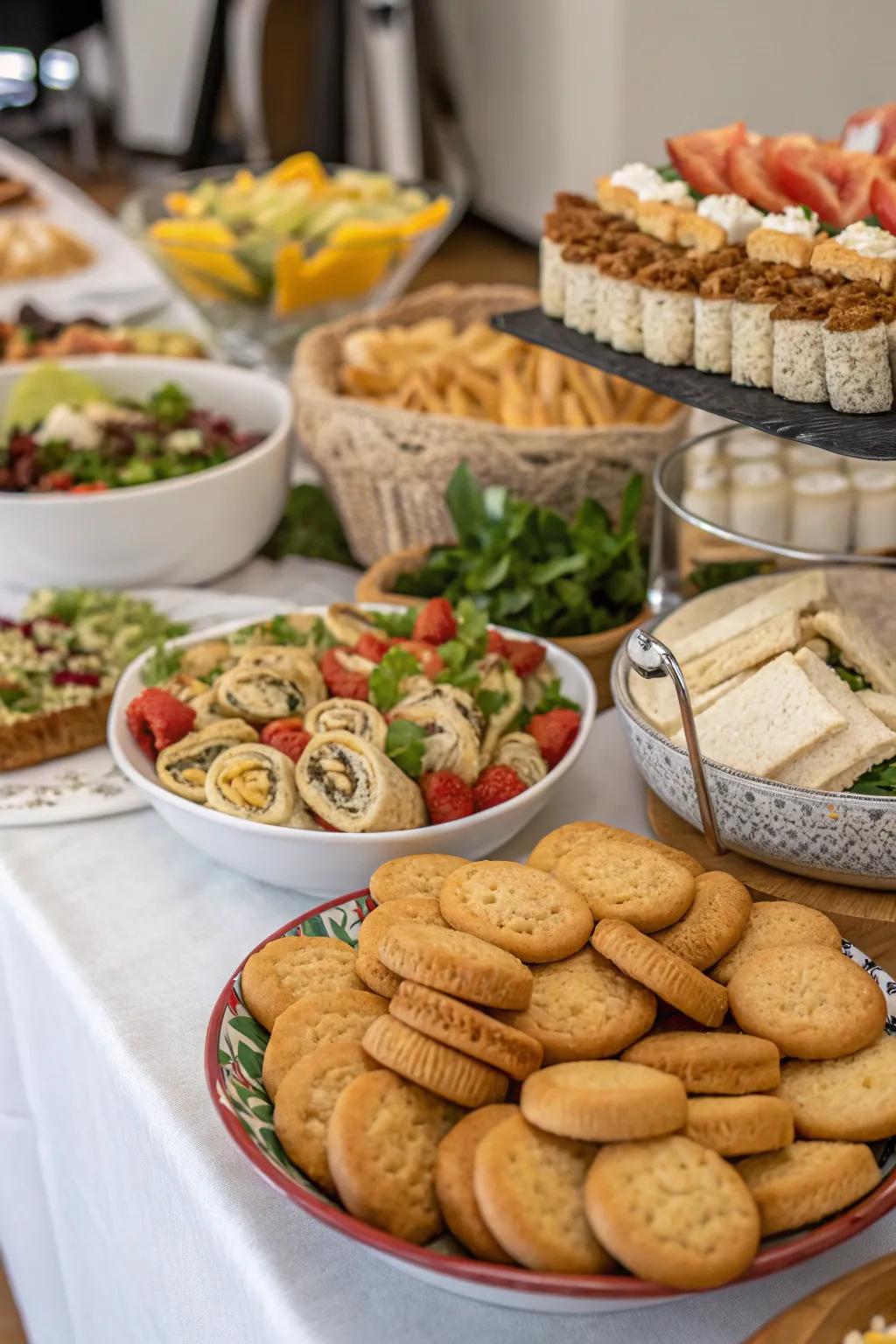 A selection of savory snacks for a balanced menu.