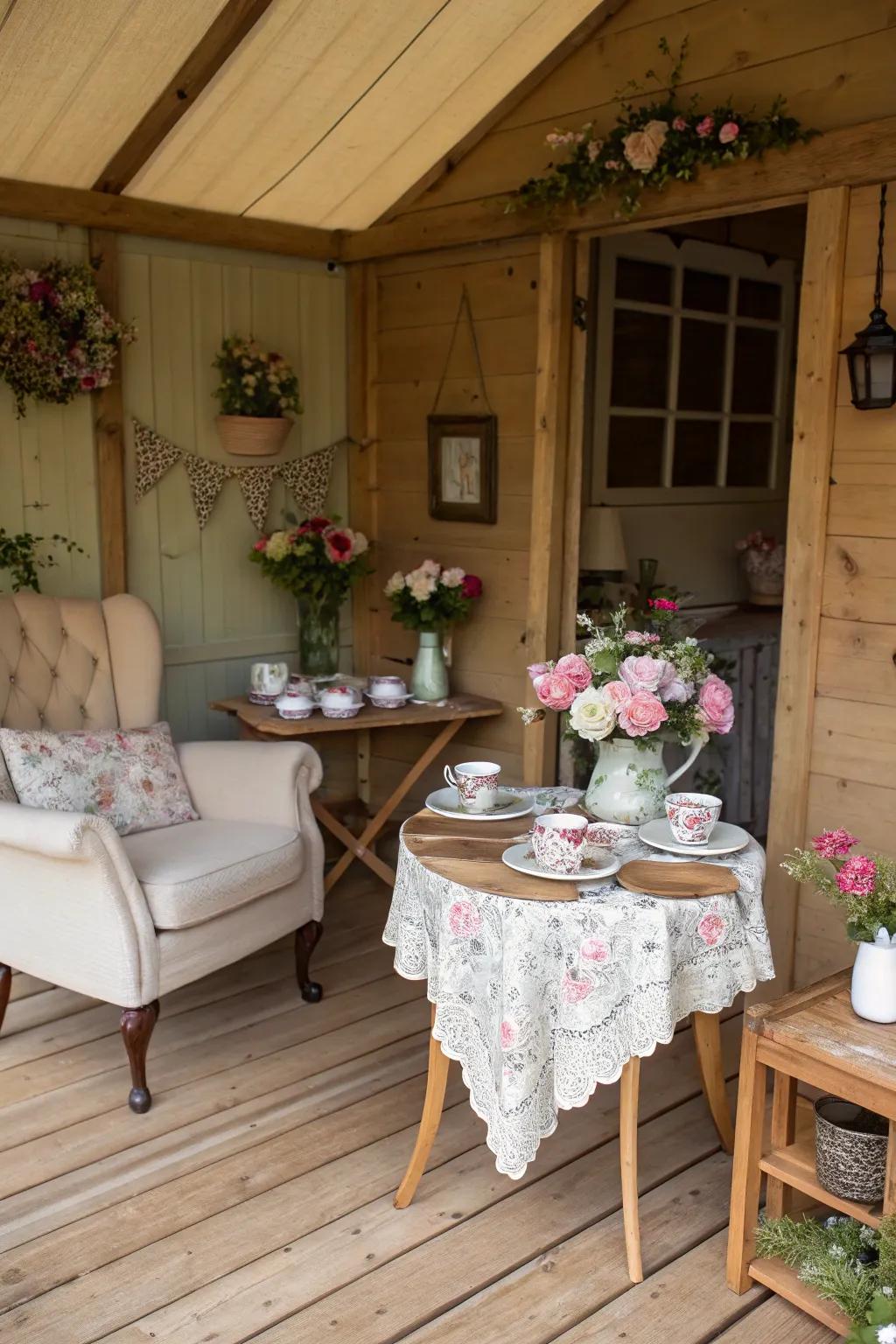 A charming vintage tea room for cozy gatherings.