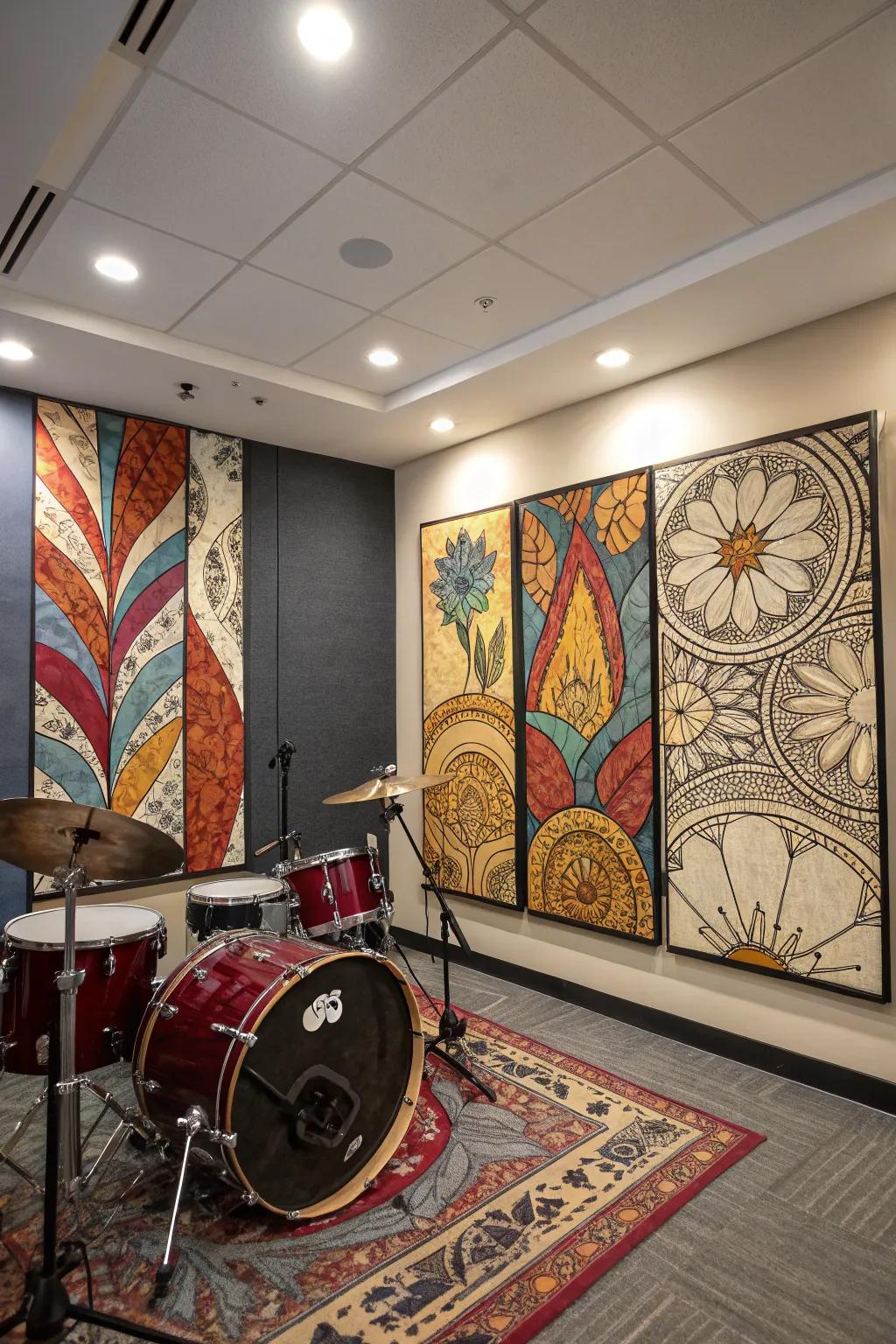 Acoustic art panels offer a blend of functionality and aesthetics.