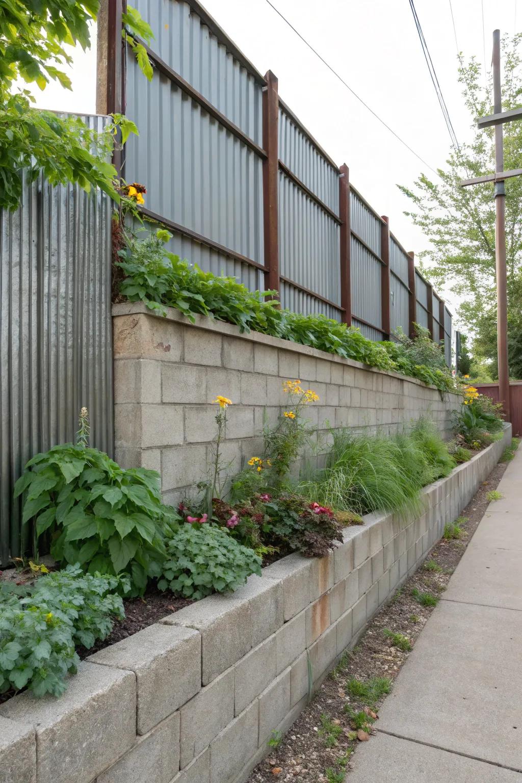 Corrugated metal panels give a sleek, industrial touch to walls.