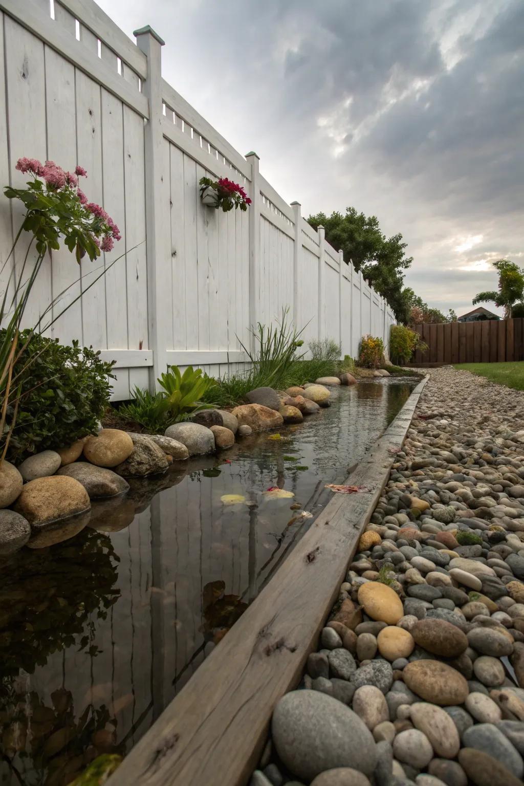 A pebble moat adds texture and intrigue to your fence.