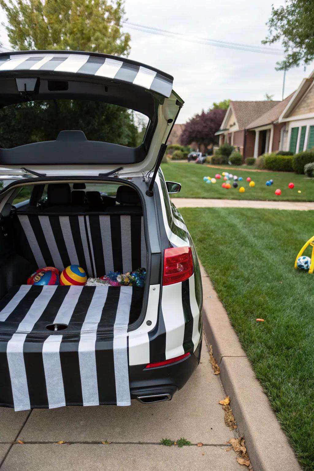 Referee stripes add a whimsical touch to your football theme.