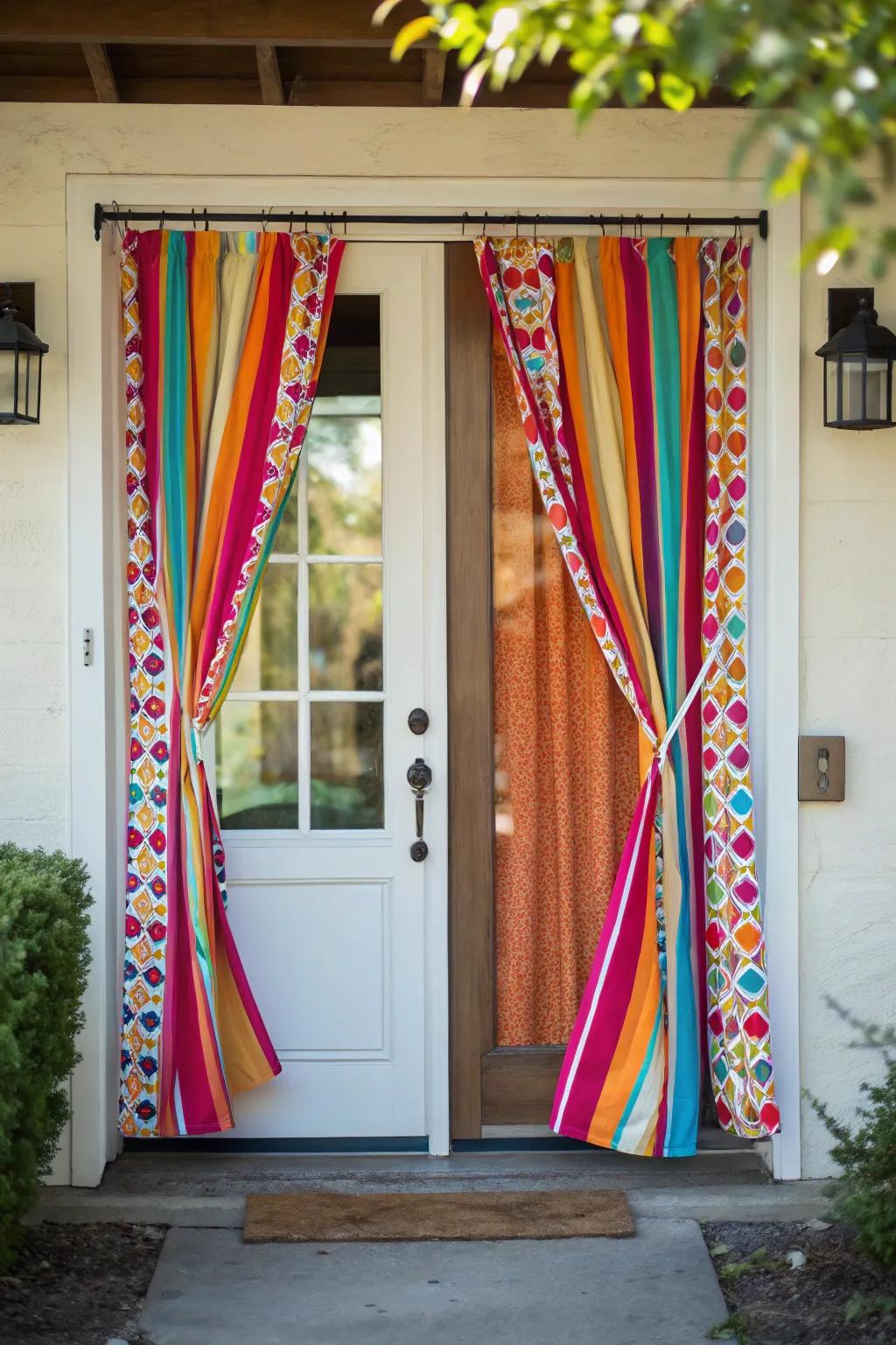 Bold curtains making a statement at the front entrance.