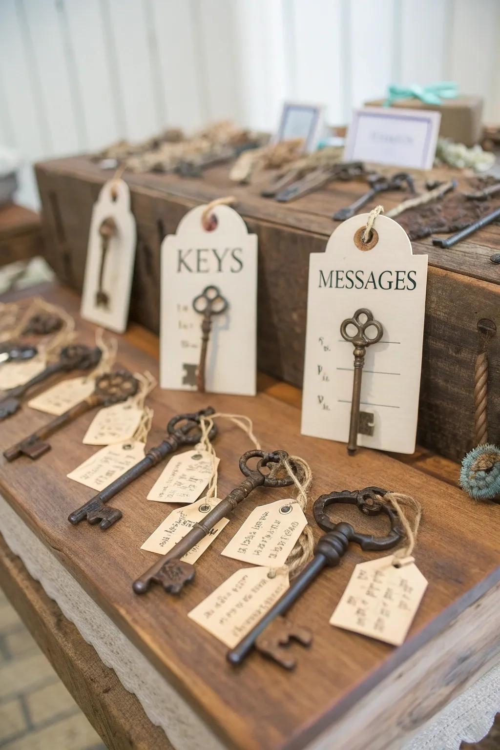 Keys to achievement: A distinctive and interactive method for attendees to express their wishes.