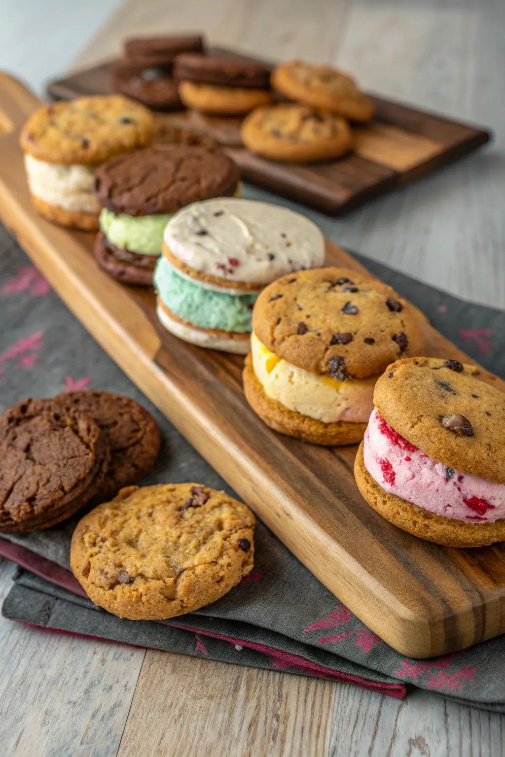 Ice cream sandwiches offer a fun and customizable option.