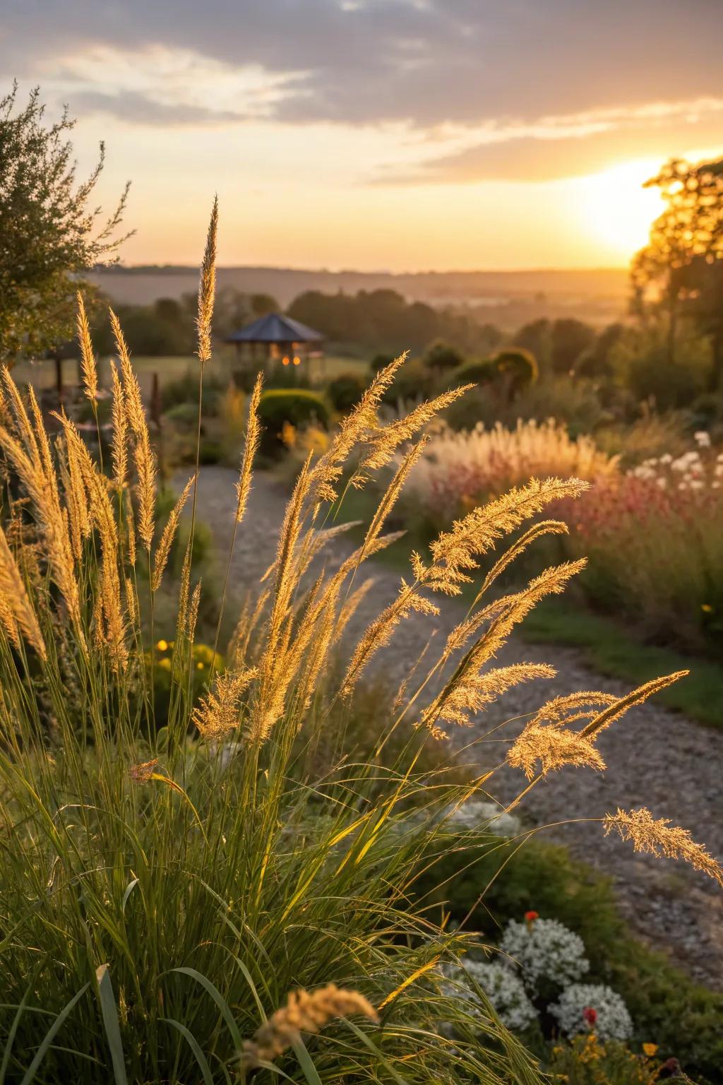 Autumn Sunset Grass lending autumnal drama to the garden.