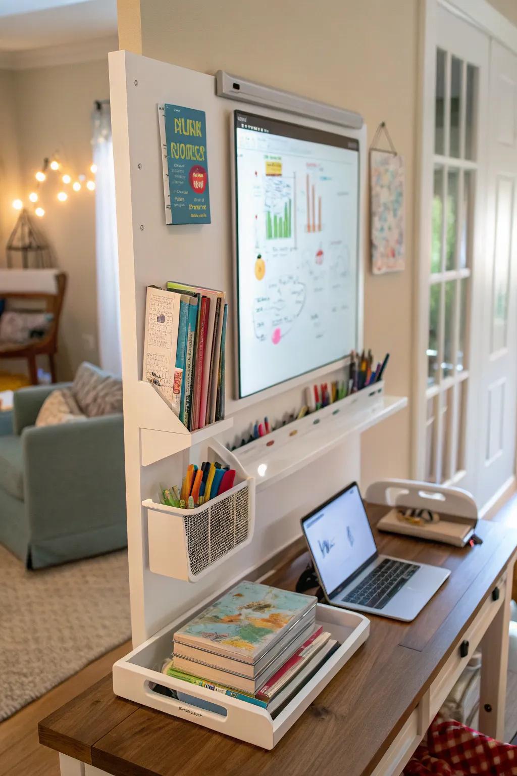 A whiteboard wall for endless creativity and learning.