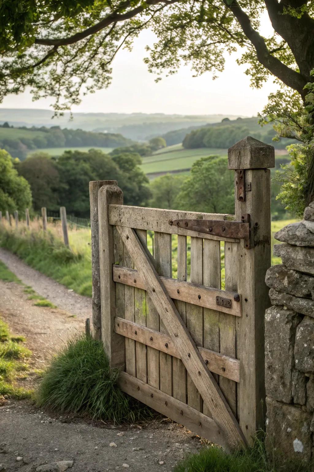 A reclaimed timber entrance brimming with character and history.