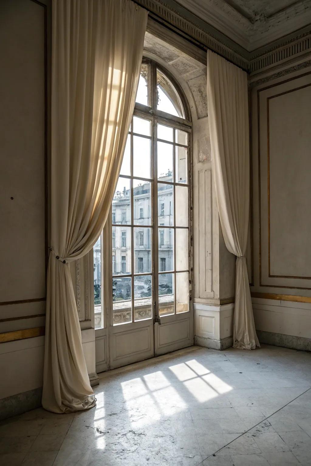 Simple curtains deliver a sleek look.