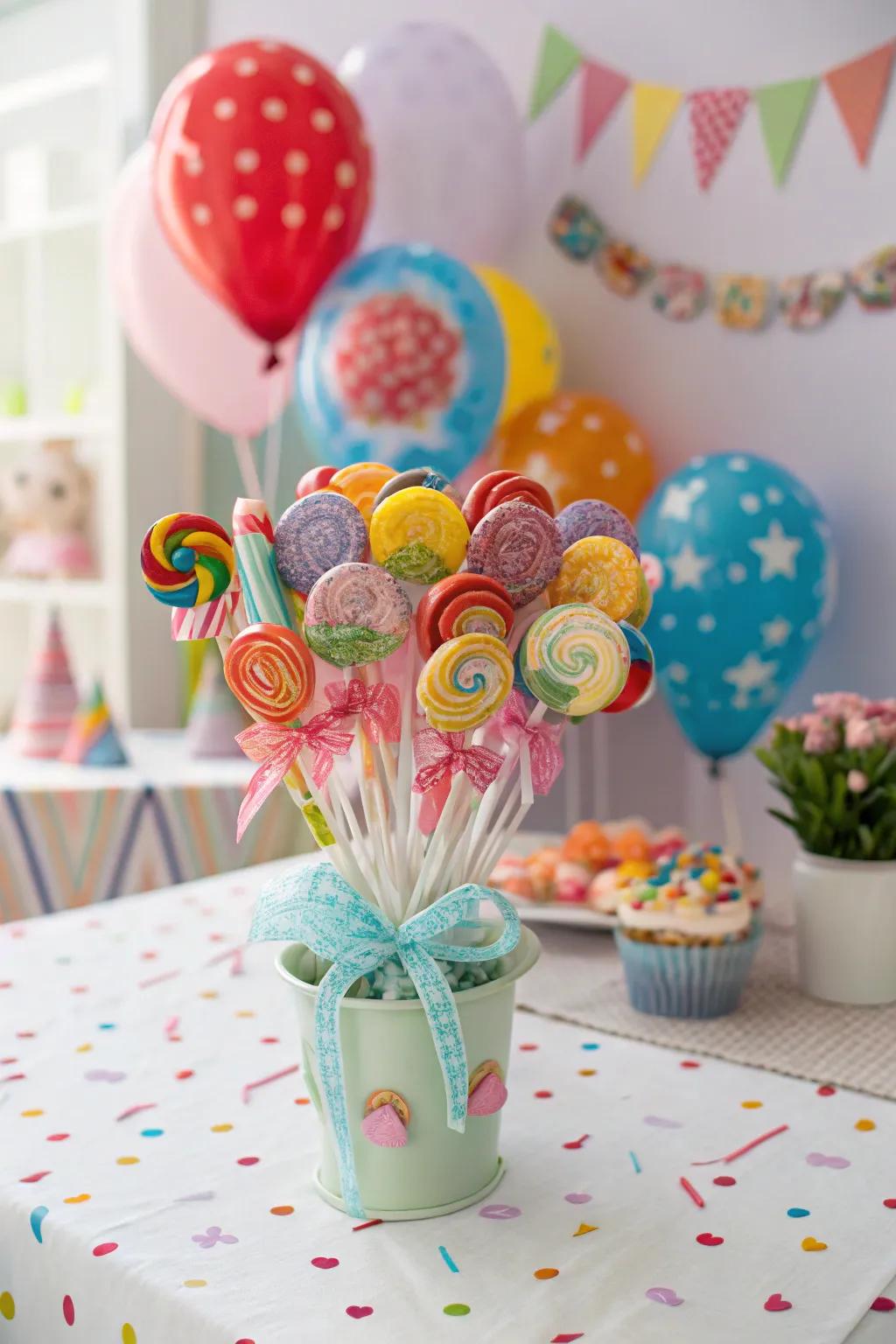 Mini lollipop bouquet party favors