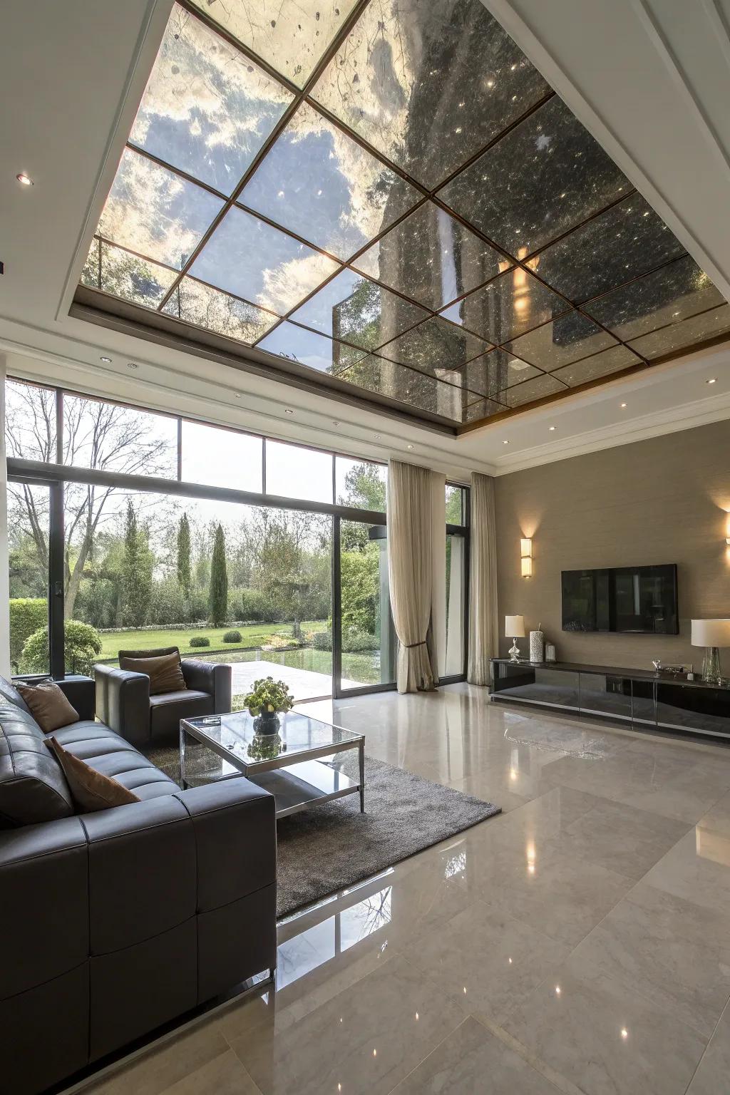 Reflective ceilings enhance light and space.