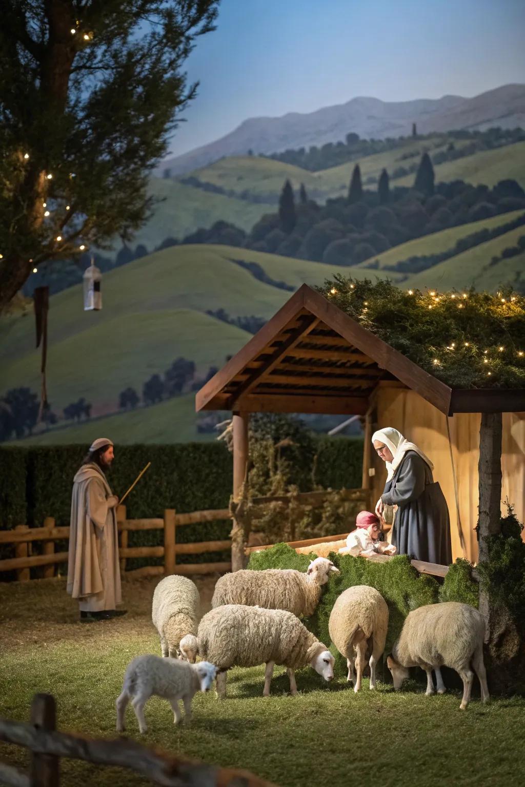 Shepherds and sheep bring a rustic, pastoral charm to your nativity scene.