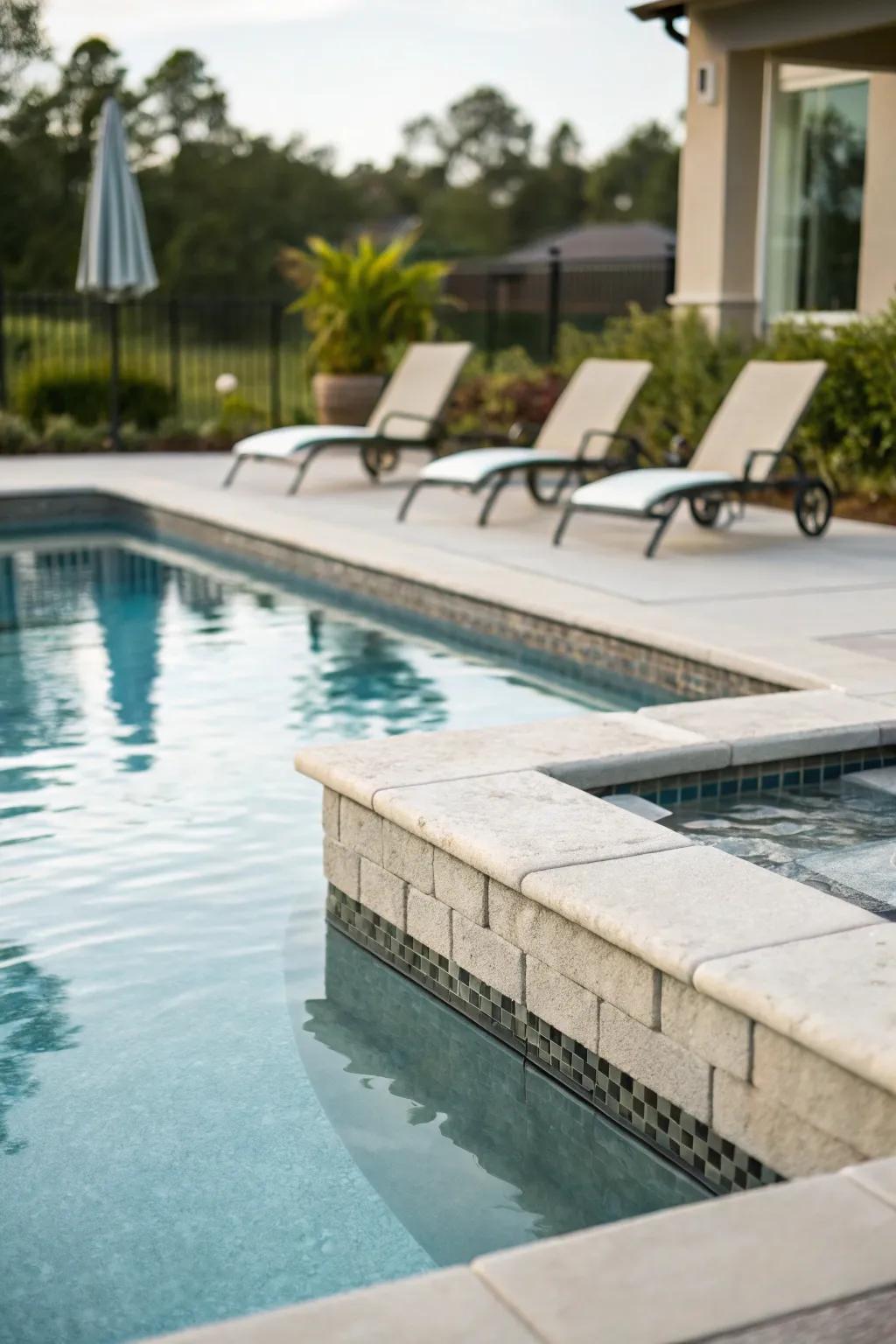 A sunbathing platform in the pool, ideal for sunbathing and relaxation.