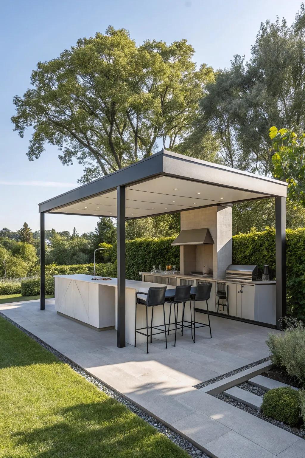 Discover the beauty of simplicity with a minimalist outdoor kitchen gazebo.