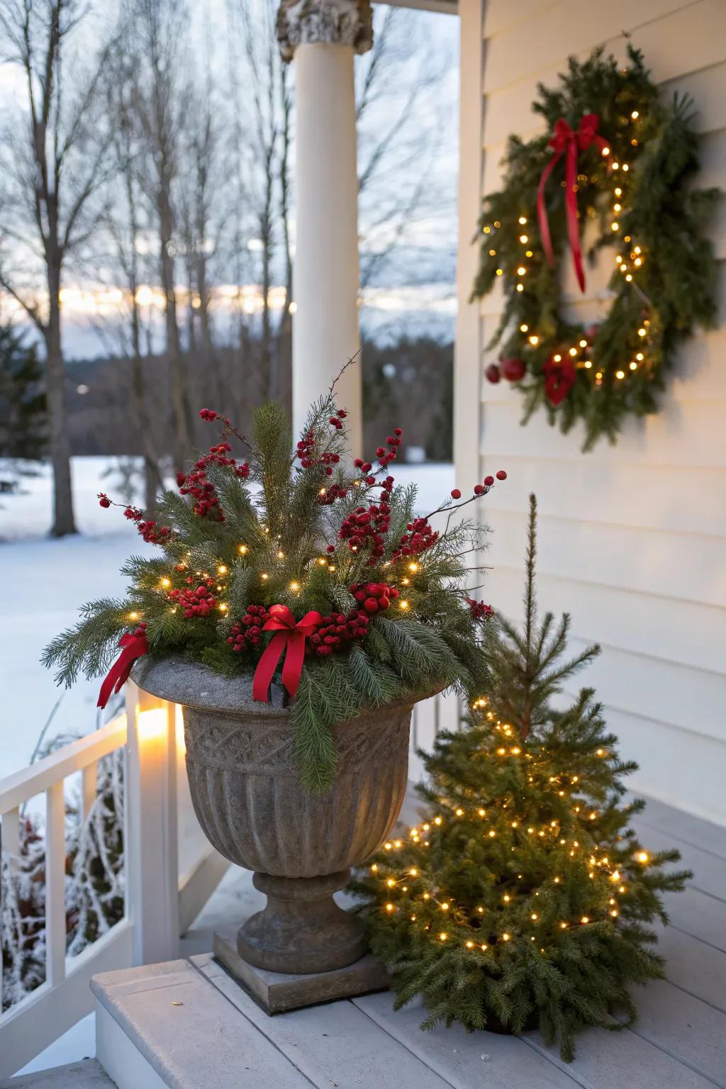 Winterberries bring a festive flair to any planter.