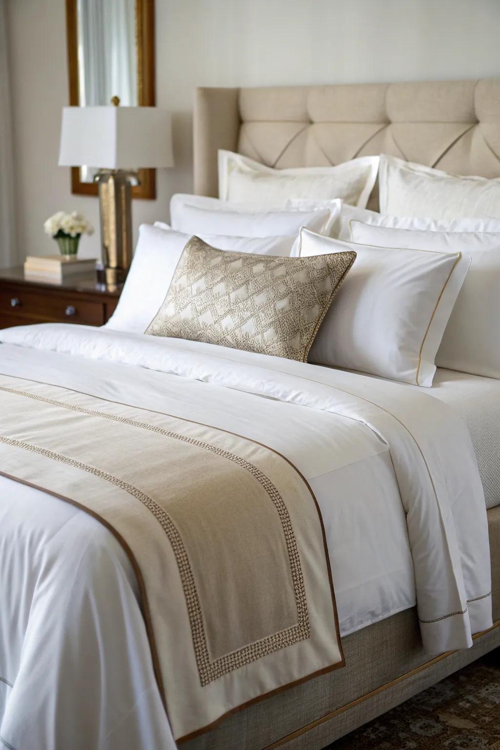 Luxurious bedding guarantees a restful night's sleep.