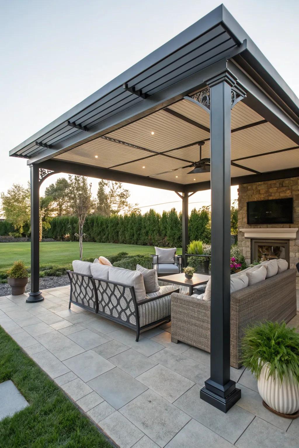 Pavilion-style covers add elegance to your outdoor space.