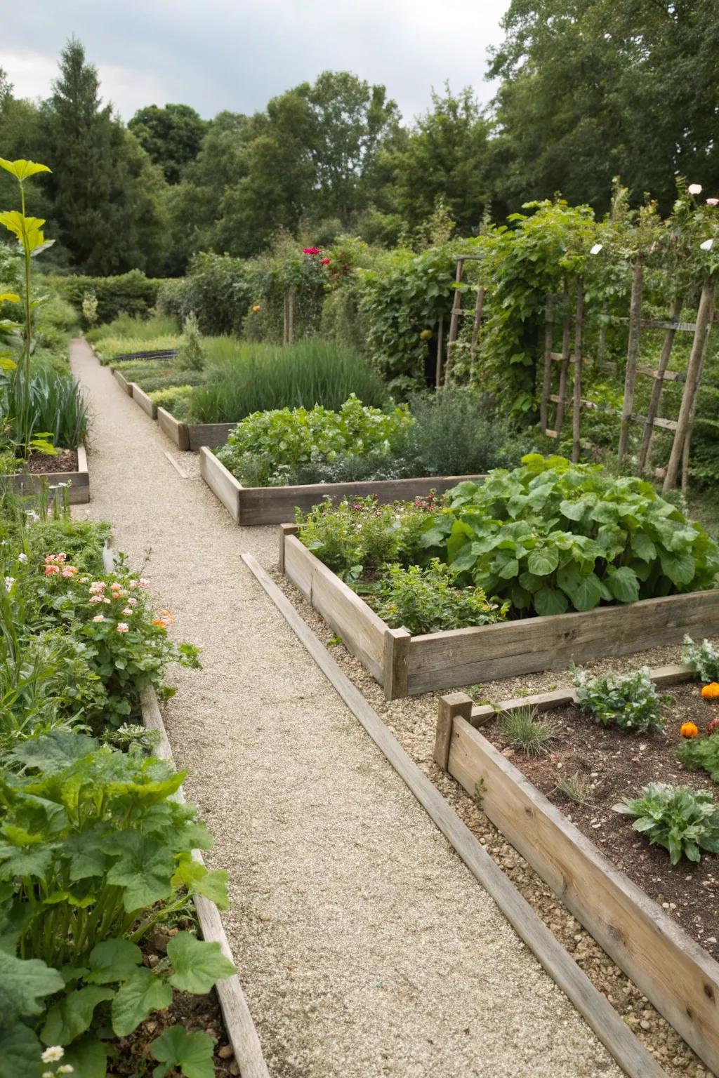 Functional and tidy paths around raised beds.