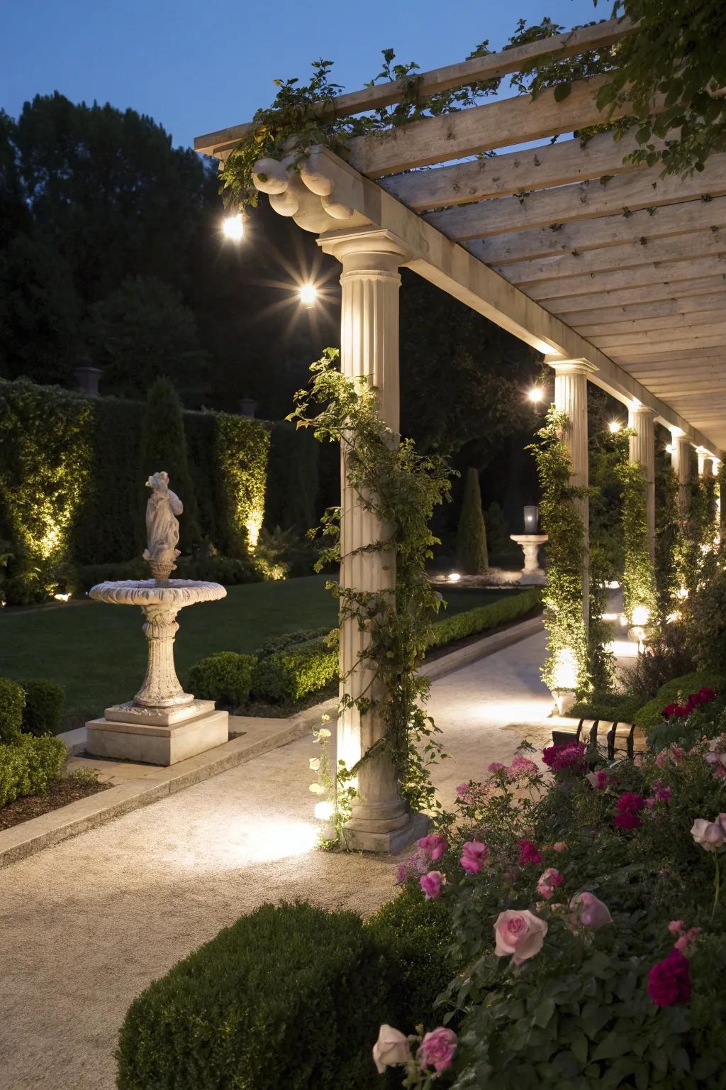 Spotlights accentuate your garden's best features.