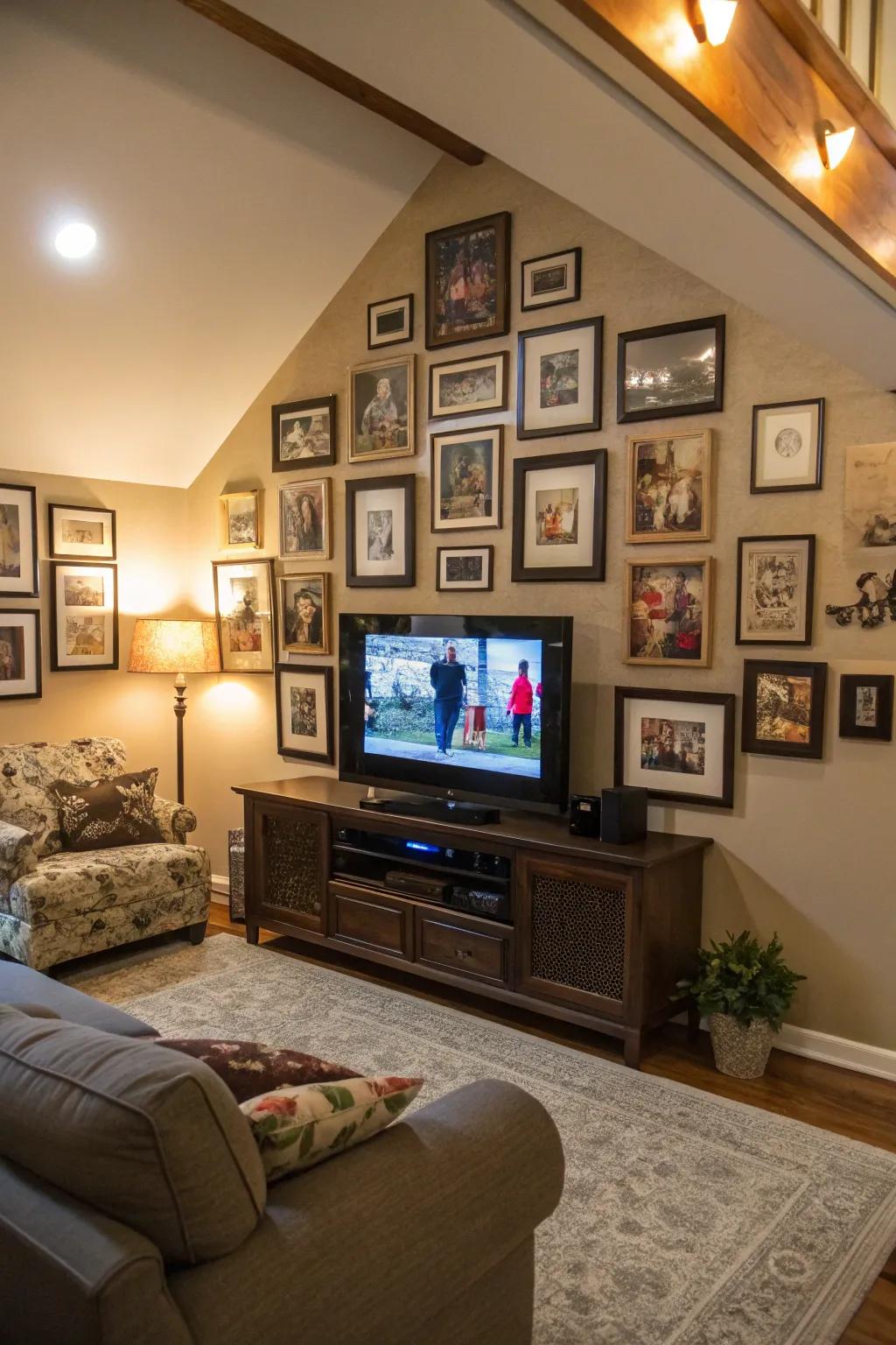 Integrating a TV into a picture gallery wall.