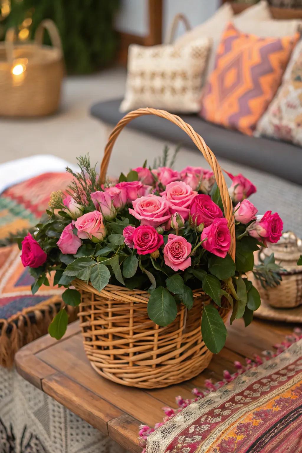 Boho-Chic with Plaited Containers and Roses