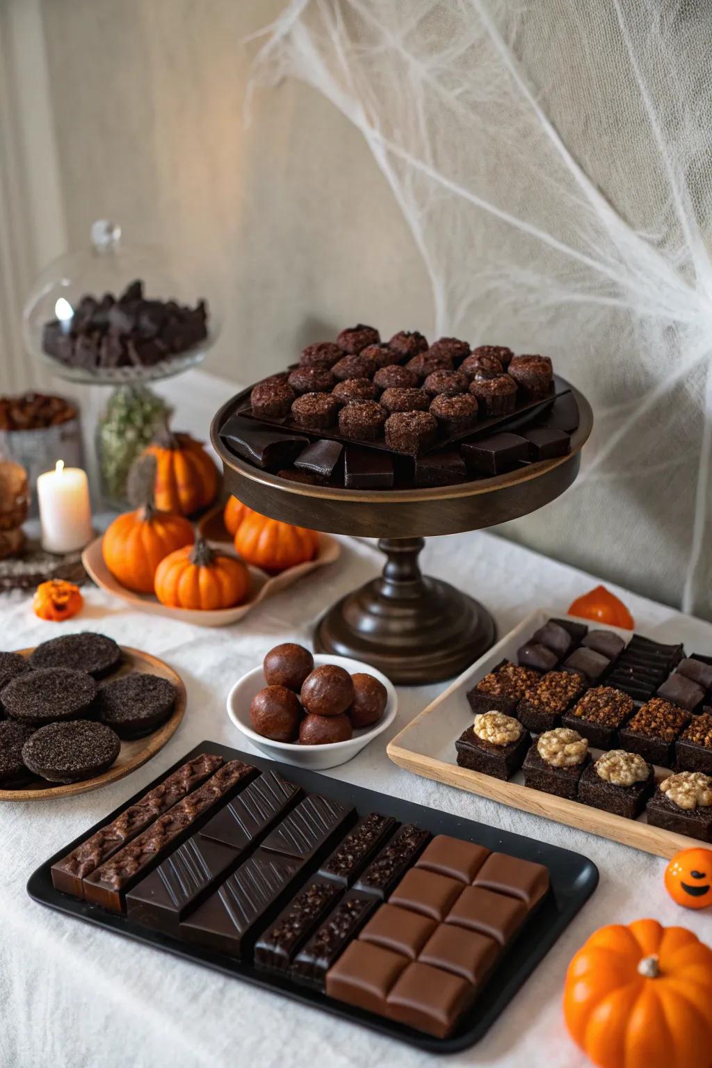 Dark chocolate goodies are a fancy touch.