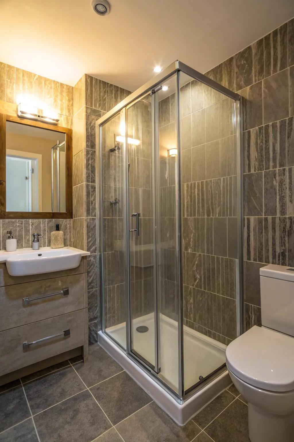 Standing tiles create the illusion of taller ceilings.