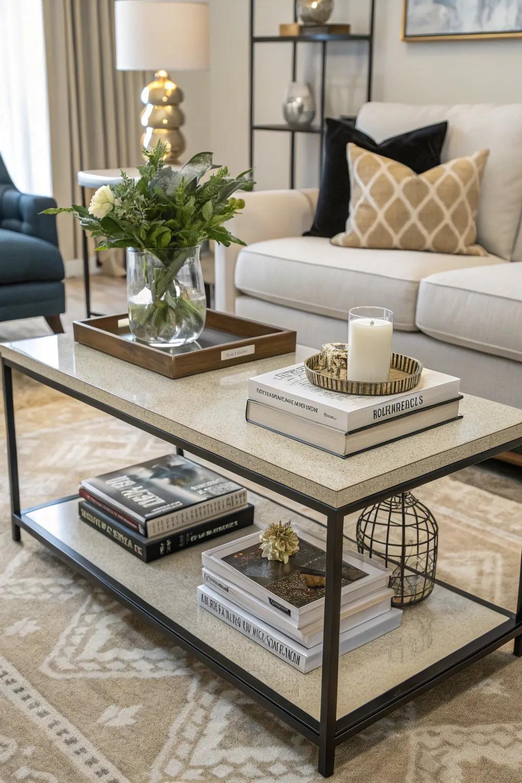 Two-tier tables maximize storage in limited spaces.