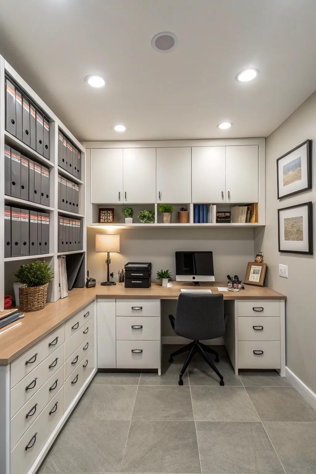 Symmetrical setups bring a sense of balance and calm to compact workspaces.