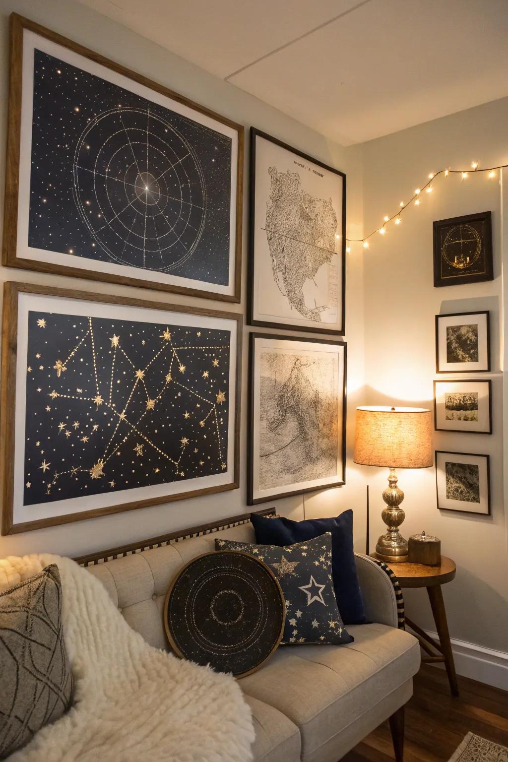 Constellation wall art combines elegance with astronomy.