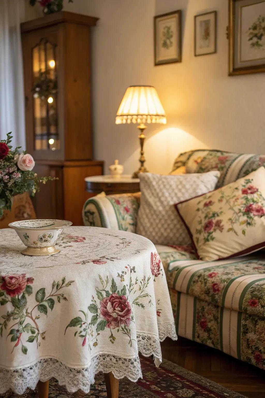 Vintage floral patterns add a timeless beauty to spring decor.