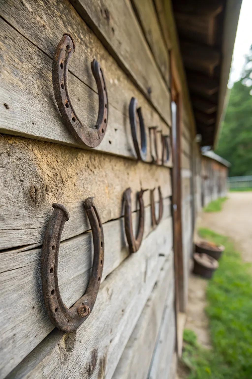 Invite good luck with horseshoe wall decor.