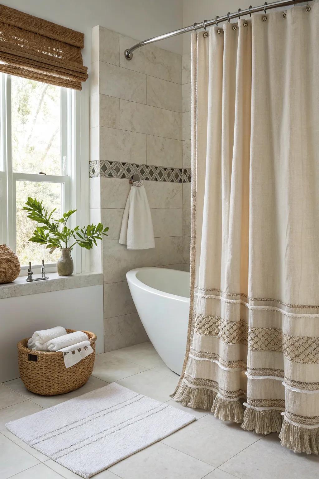 Eco-friendly shower curtains blend style with sustainability.