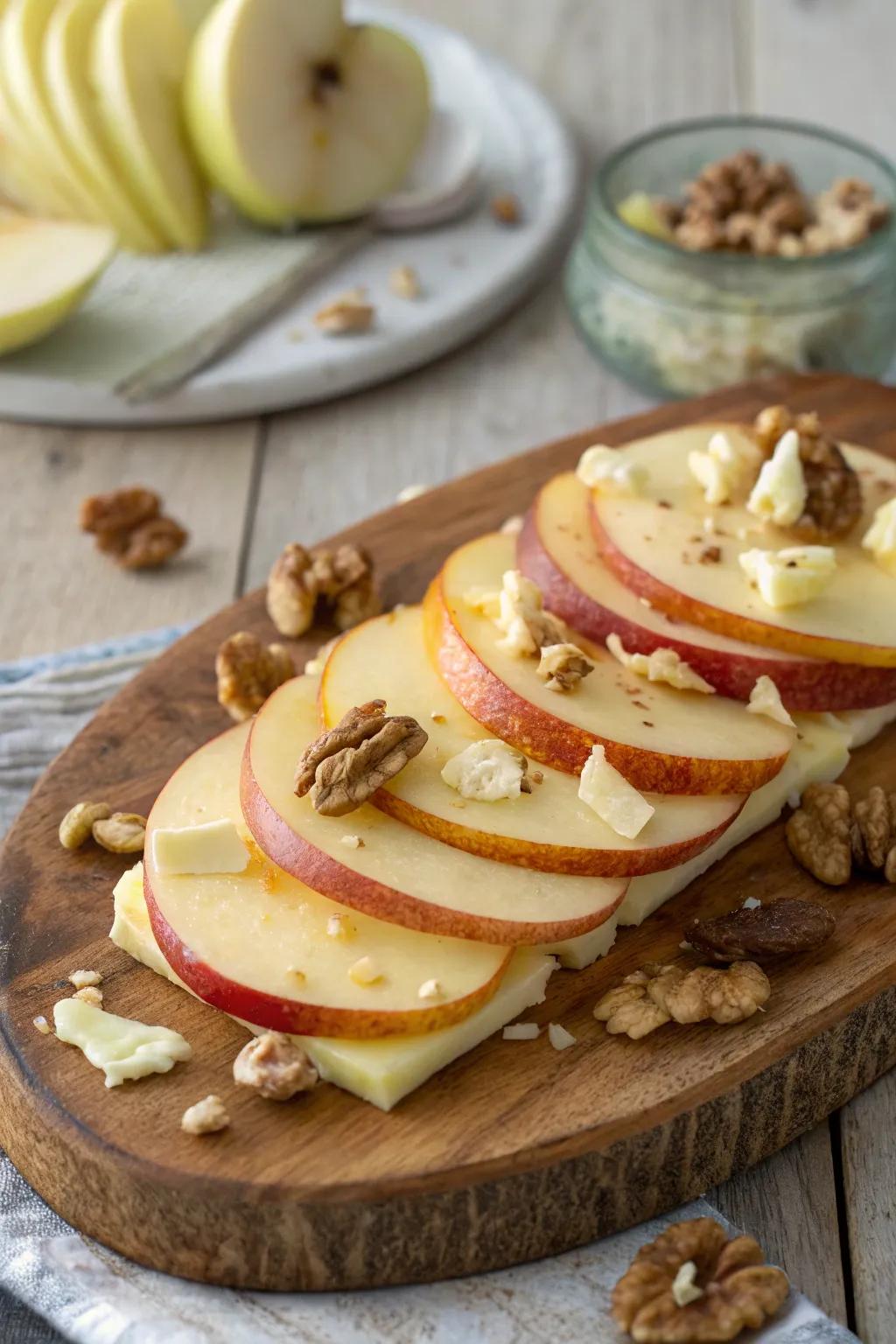 An enticing sweet and savory apple slice arrangement.