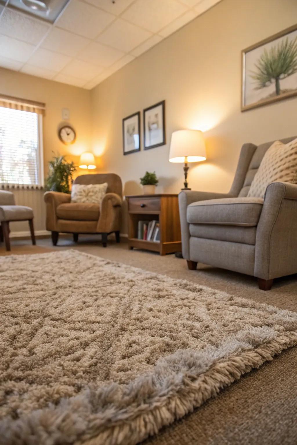 Rugs that add warmth and coziness to the room.