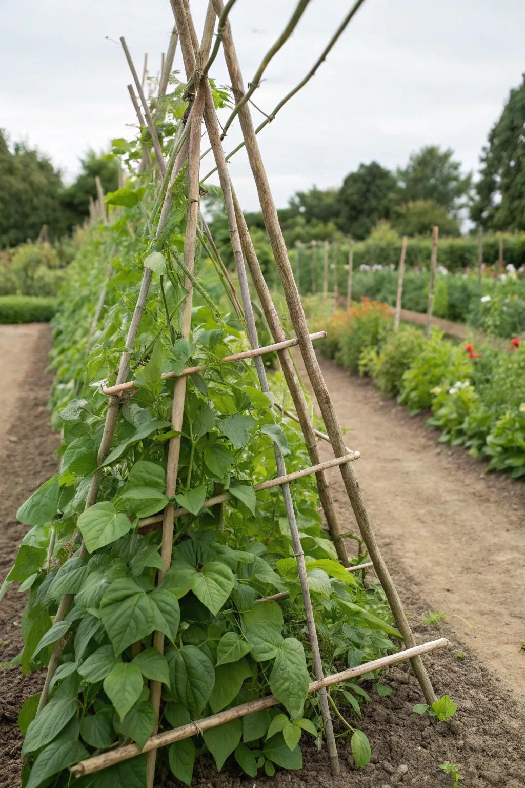 Craft a budget-friendly bamboo trellis for your garden.