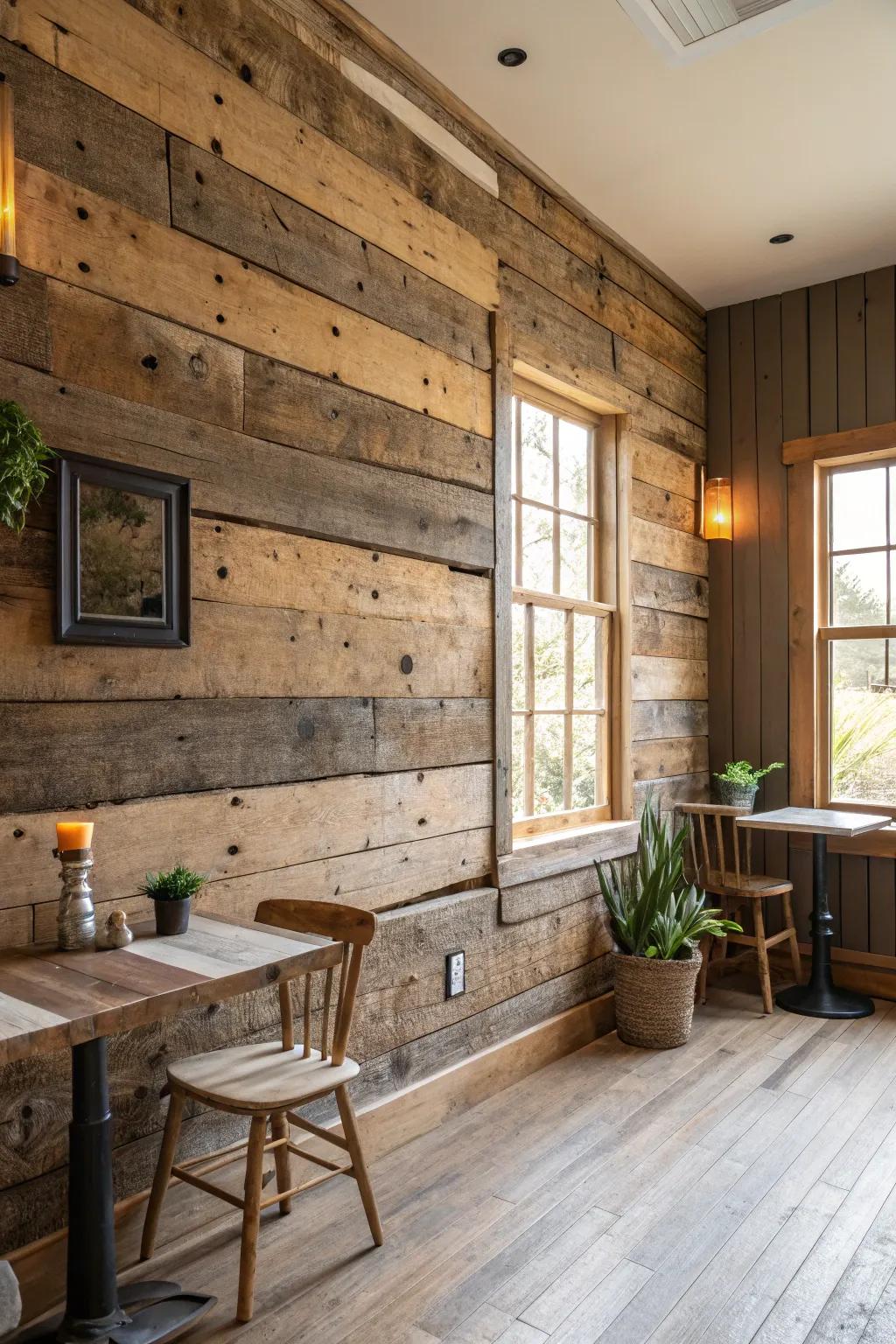 Add character with reclaimed wood.